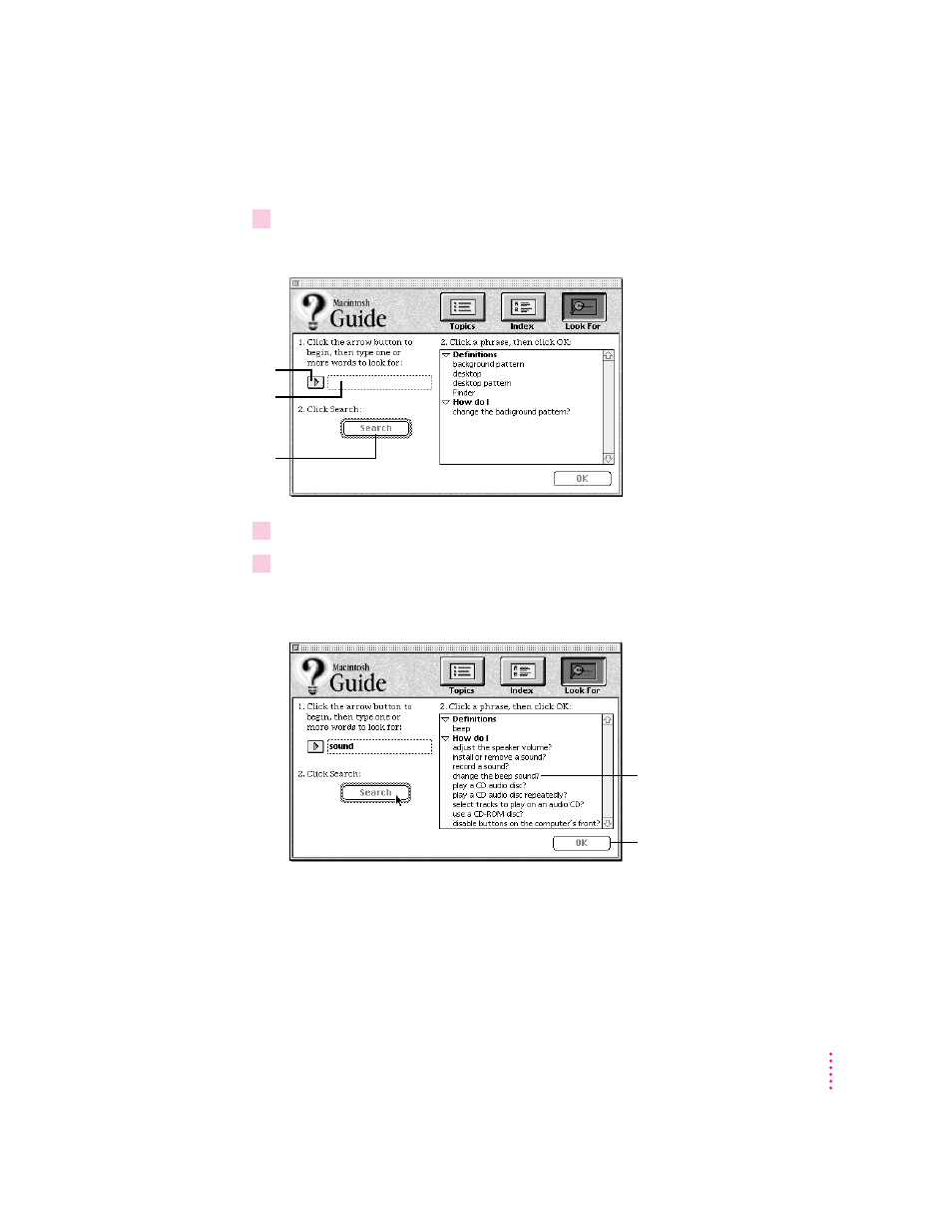 Getting answers with the look for button | Apple Macintosh PowerBook 190 Series User Manual | Page 41 / 181