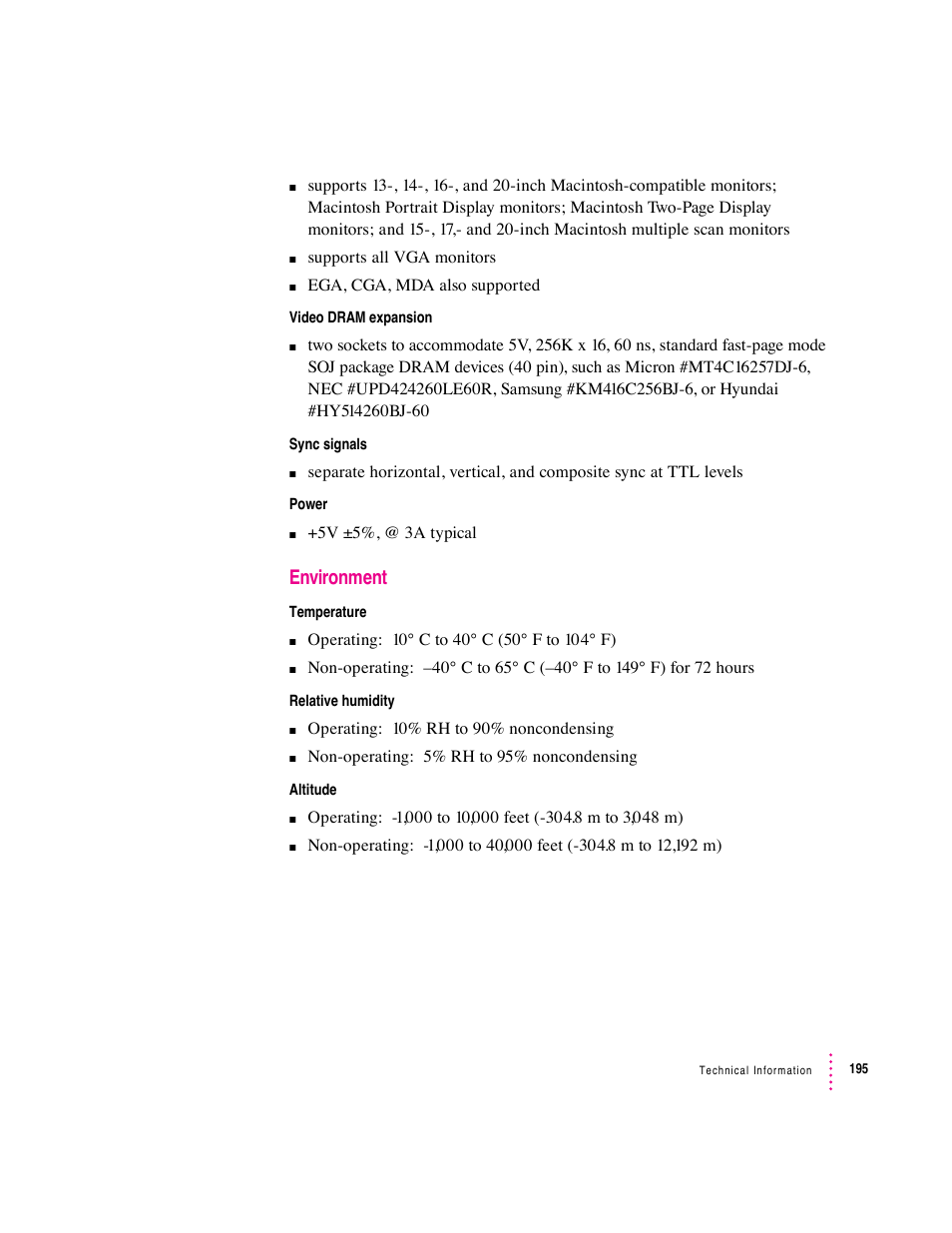 Environment | Apple PC Compatibility Card 12-inch card User Manual | Page 209 / 222