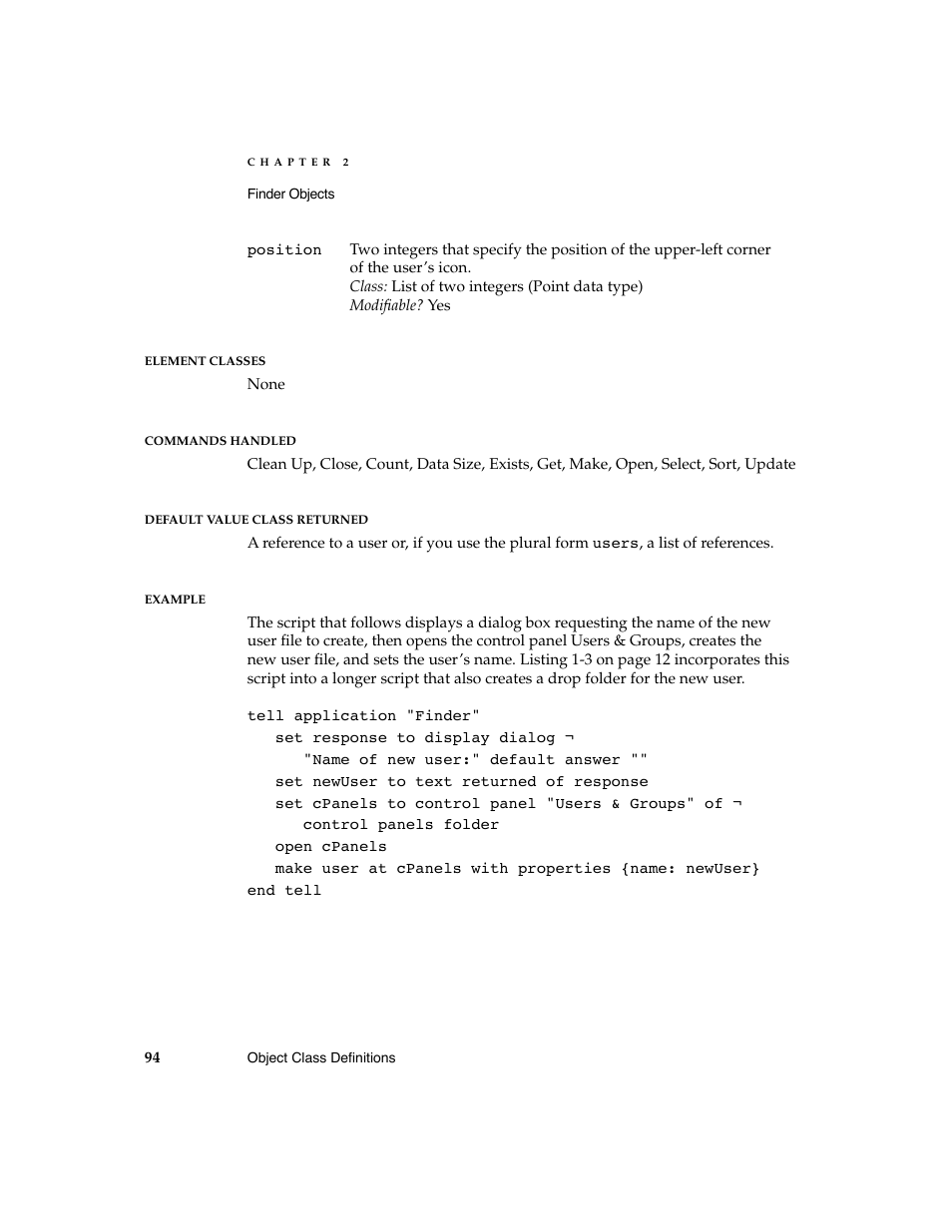 Apple AppleScript Finder Guide User Manual | Page 106 / 168