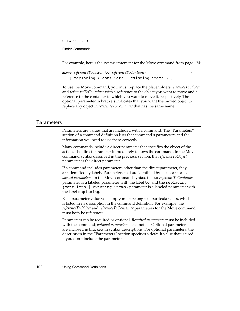 Parameters 3 | Apple AppleScript Finder Guide User Manual | Page 112 / 168