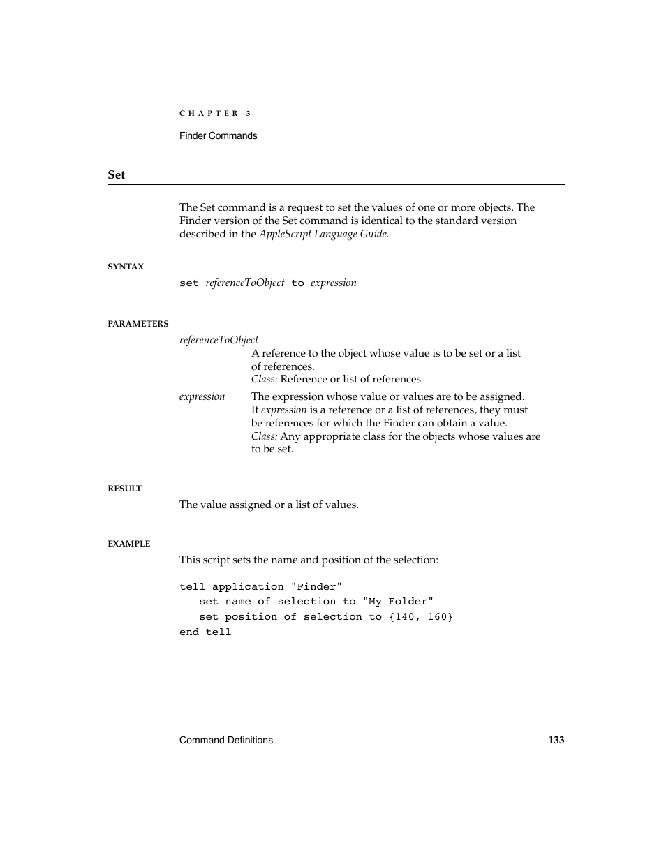 Apple AppleScript Finder Guide User Manual | Page 145 / 168