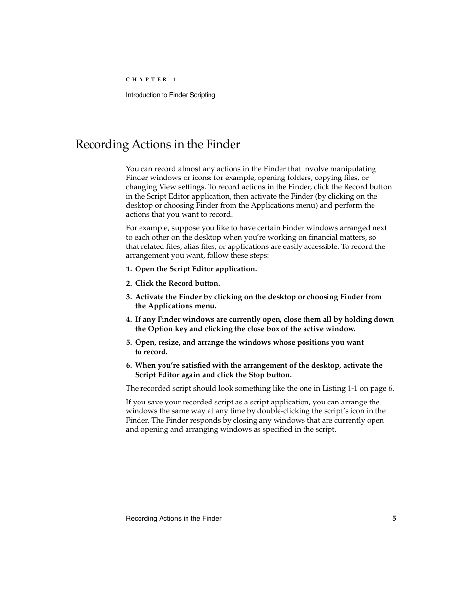 Recording actions in the finder 1 | Apple AppleScript Finder Guide User Manual | Page 17 / 168