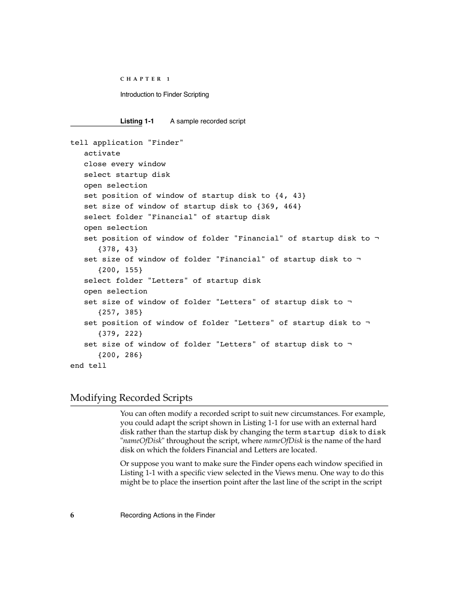 Modifying recorded scripts 1 | Apple AppleScript Finder Guide User Manual | Page 18 / 168