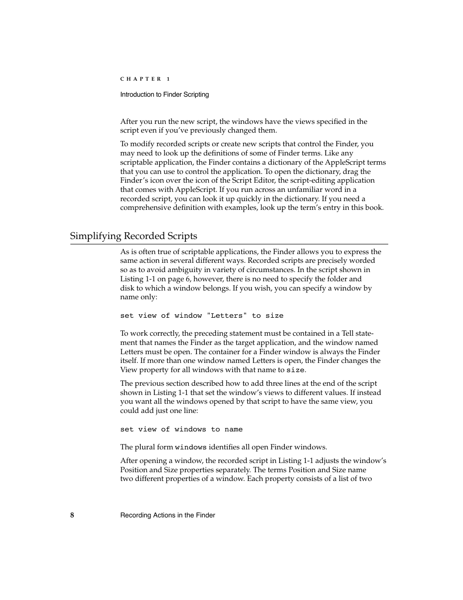 Simplifying recorded scripts 1 | Apple AppleScript Finder Guide User Manual | Page 20 / 168