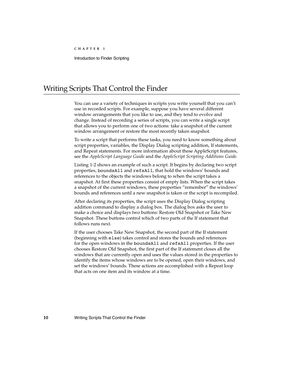 Writing scripts that control the finder 1 | Apple AppleScript Finder Guide User Manual | Page 22 / 168