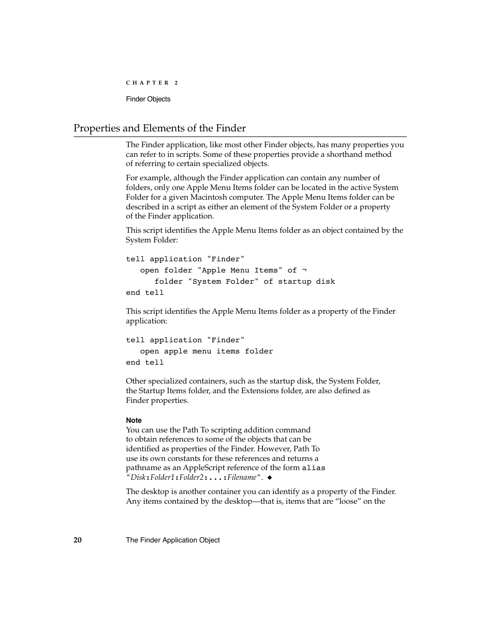 Properties and elements of the finder 2 | Apple AppleScript Finder Guide User Manual | Page 32 / 168