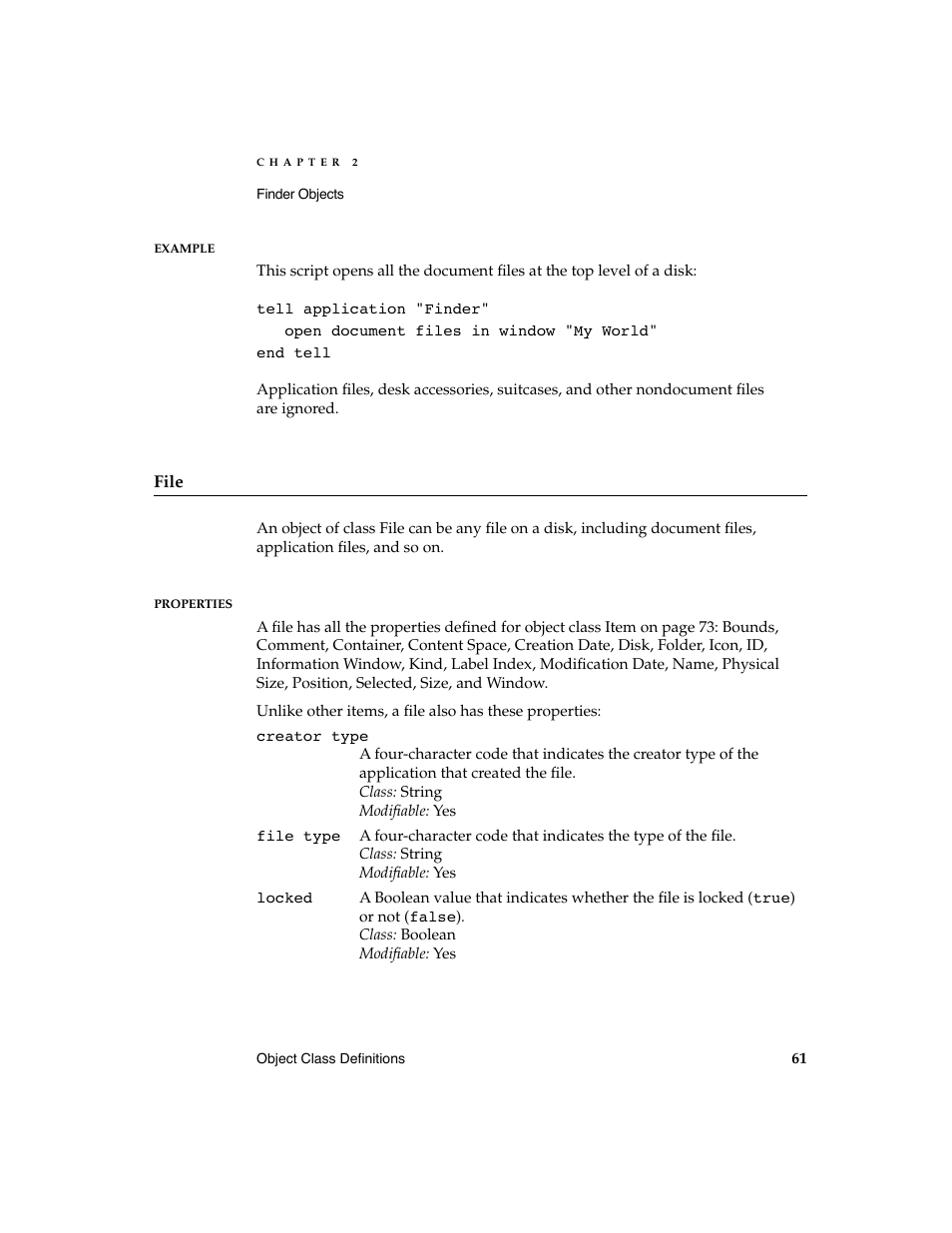 Apple AppleScript Finder Guide User Manual | Page 73 / 168