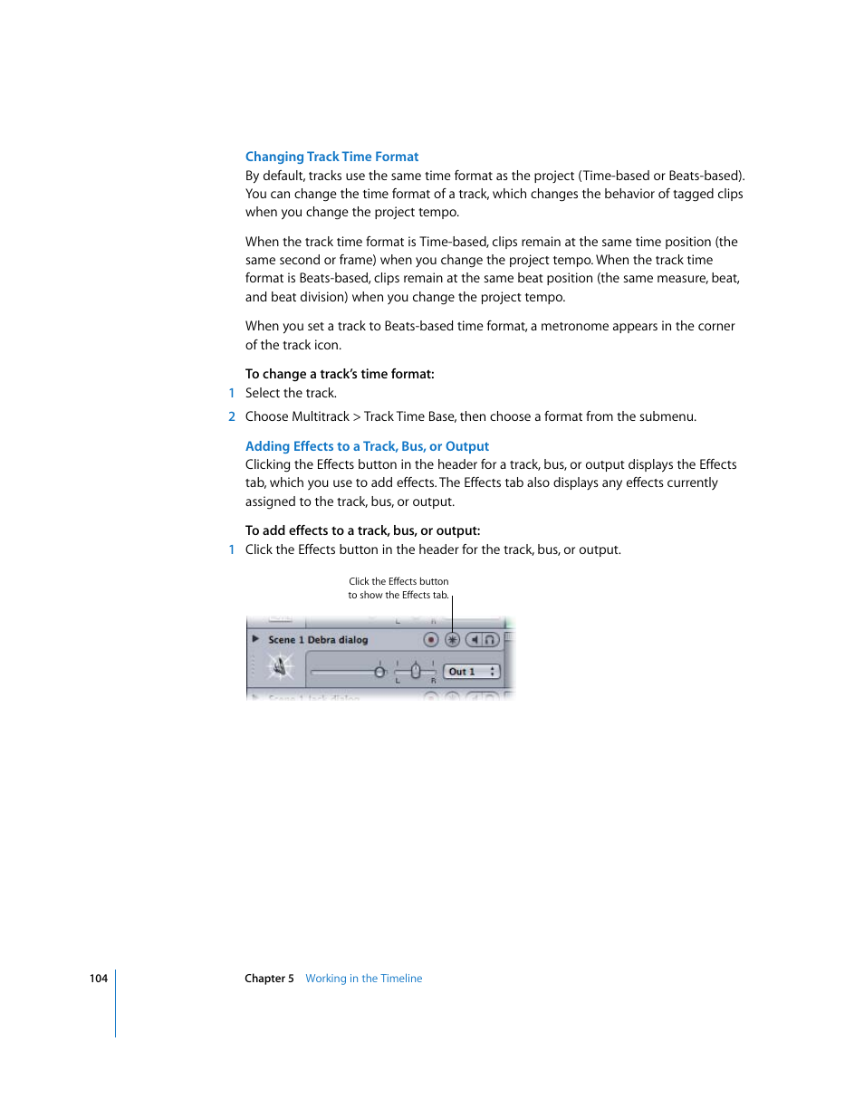 Changing track time, Format | Apple Soundtrack Pro User Manual | Page 104 / 311