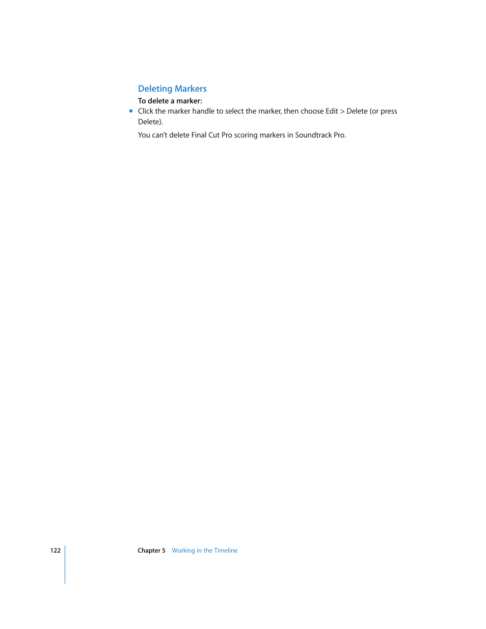 Deleting markers | Apple Soundtrack Pro User Manual | Page 122 / 311