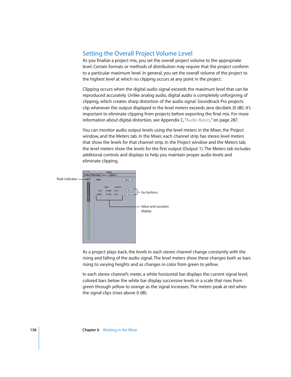 Setting the overall project volume level | Apple Soundtrack Pro User Manual | Page 138 / 311