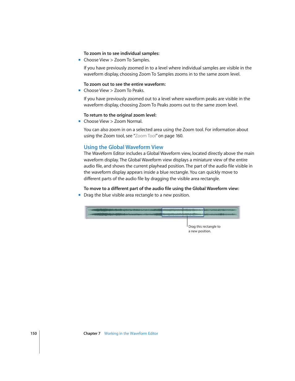 Using the global waveform view | Apple Soundtrack Pro User Manual | Page 150 / 311