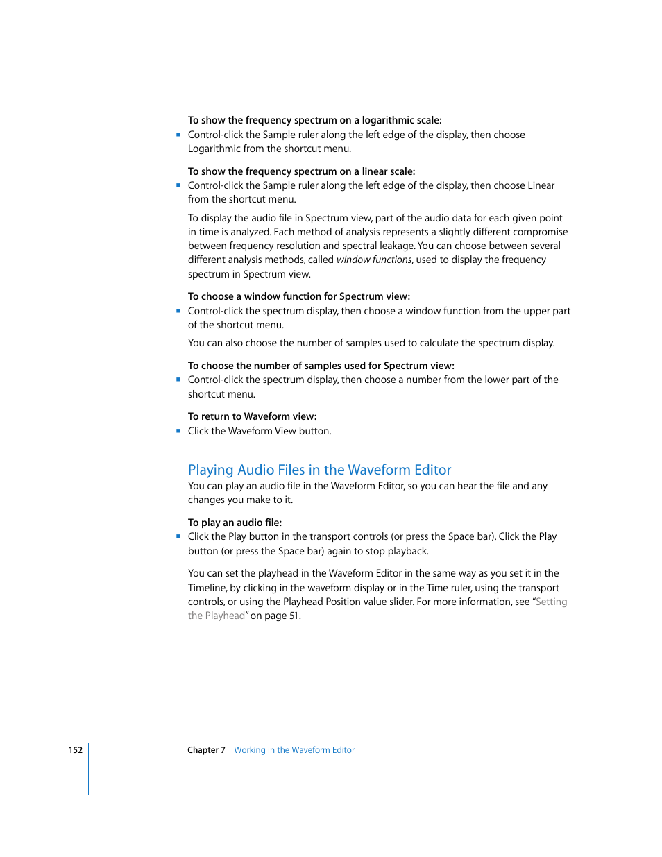 Playing audio files in the waveform editor | Apple Soundtrack Pro User Manual | Page 152 / 311