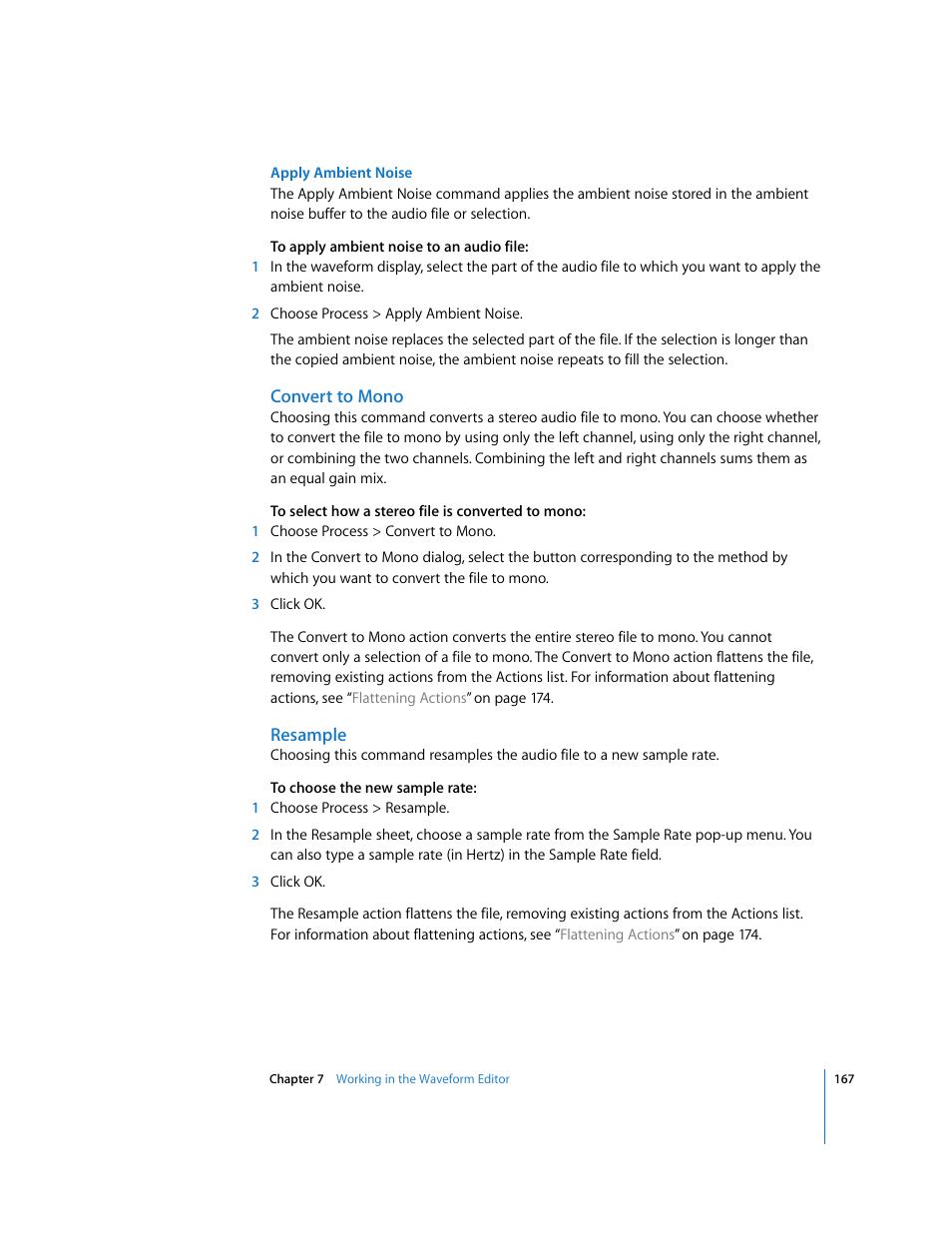 Convert to mono, Resample | Apple Soundtrack Pro User Manual | Page 167 / 311