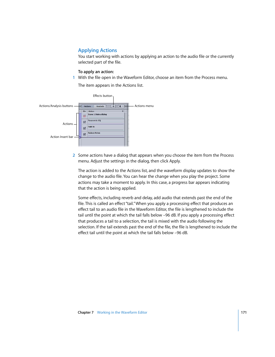 Applying actions | Apple Soundtrack Pro User Manual | Page 171 / 311