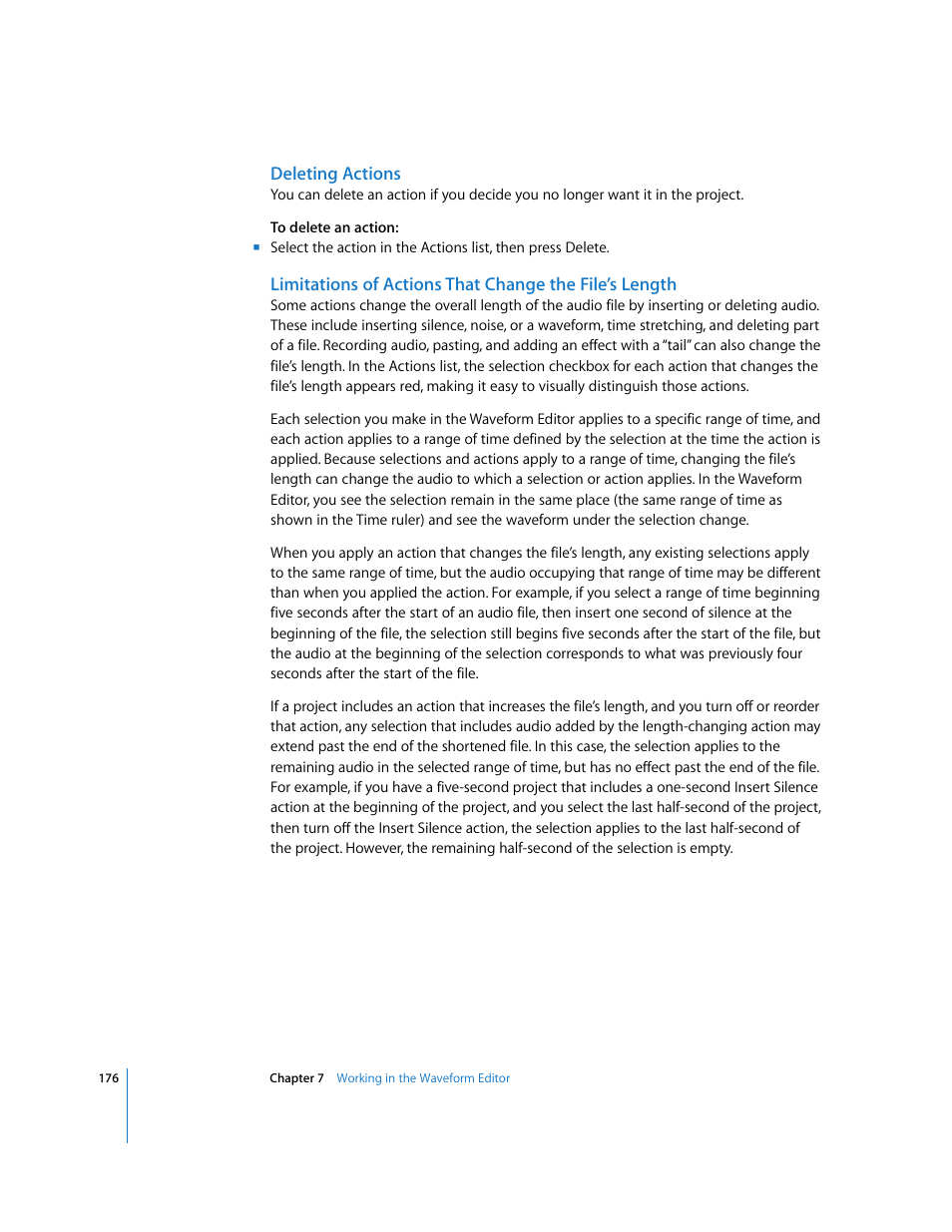 Deleting actions | Apple Soundtrack Pro User Manual | Page 176 / 311