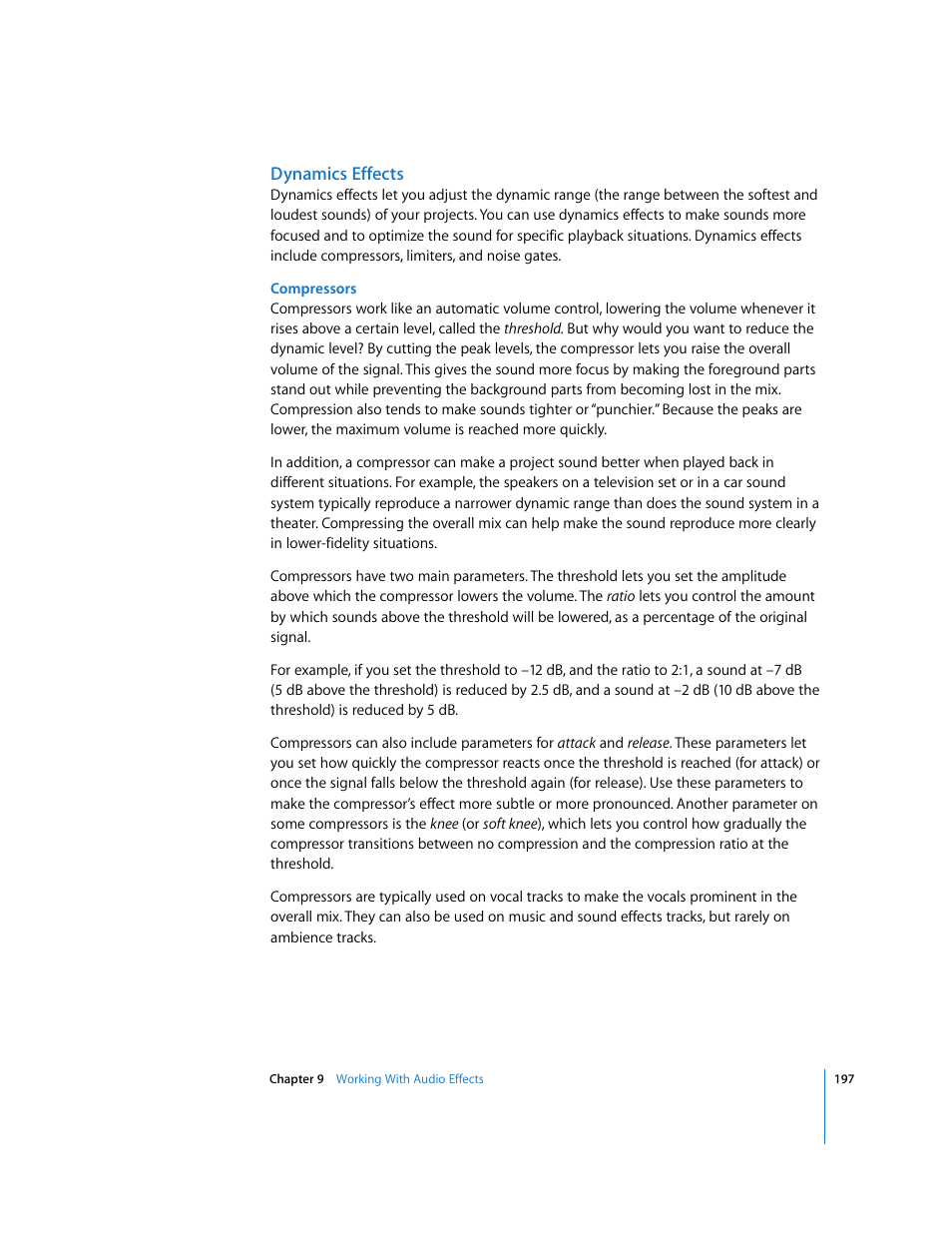 Dynamics effects | Apple Soundtrack Pro User Manual | Page 197 / 311