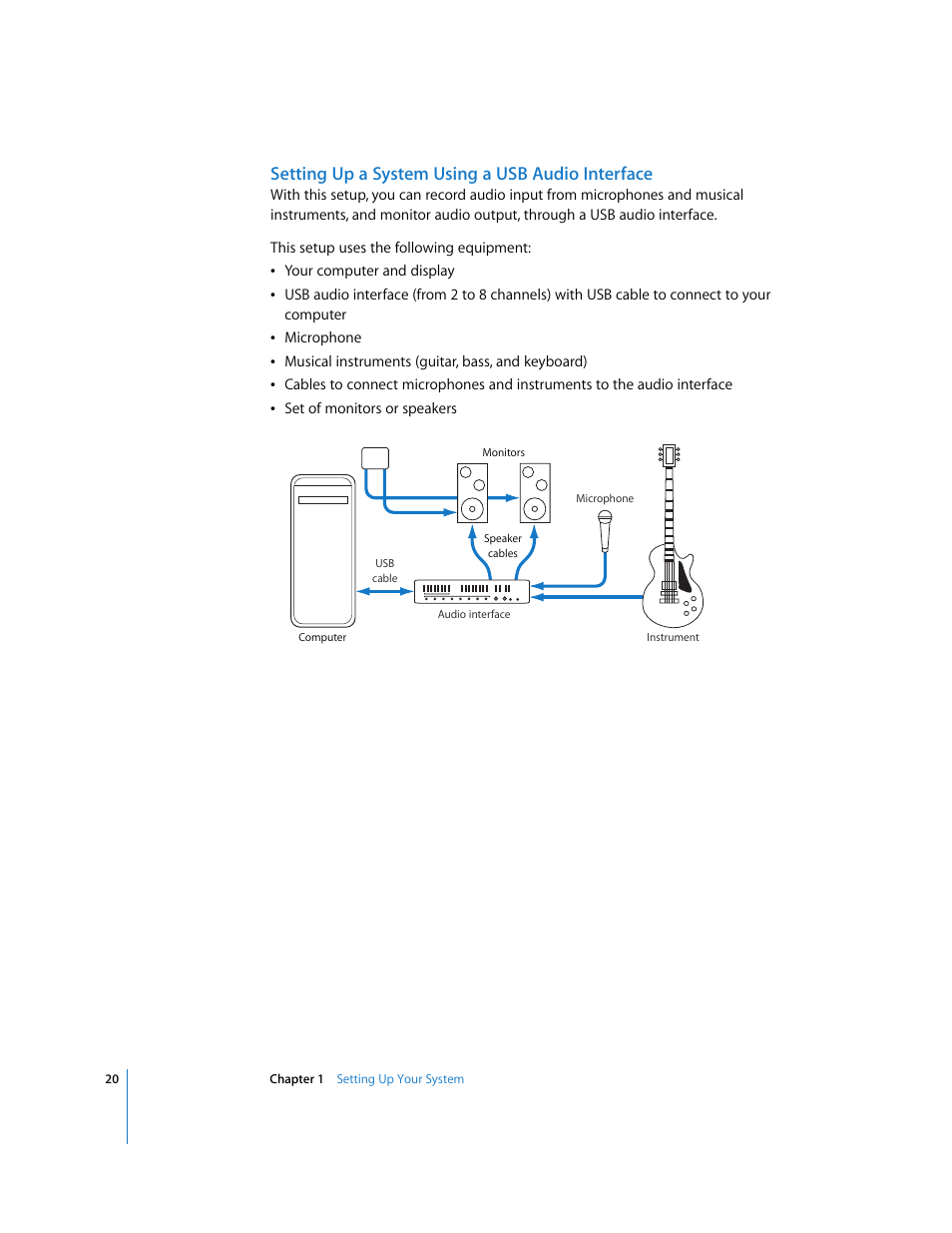 Setting up a system using a usb audio interface | Apple Soundtrack Pro User Manual | Page 20 / 311