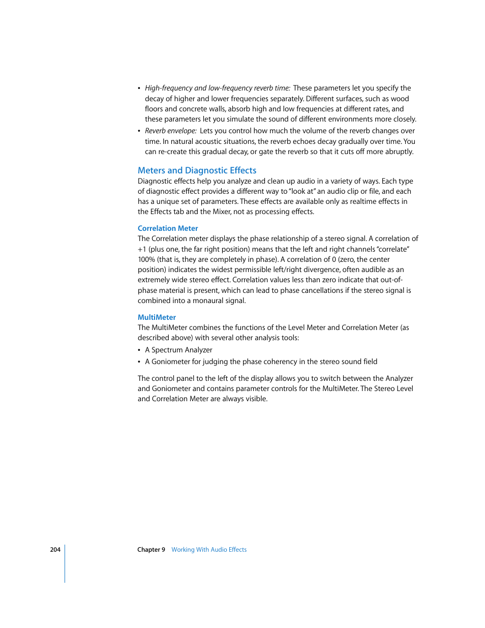 Meters and diagnostic effects | Apple Soundtrack Pro User Manual | Page 204 / 311