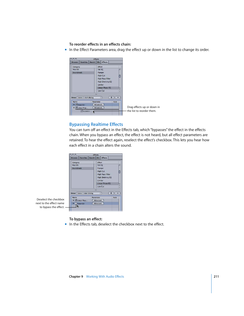 Bypassing realtime effects | Apple Soundtrack Pro User Manual | Page 211 / 311