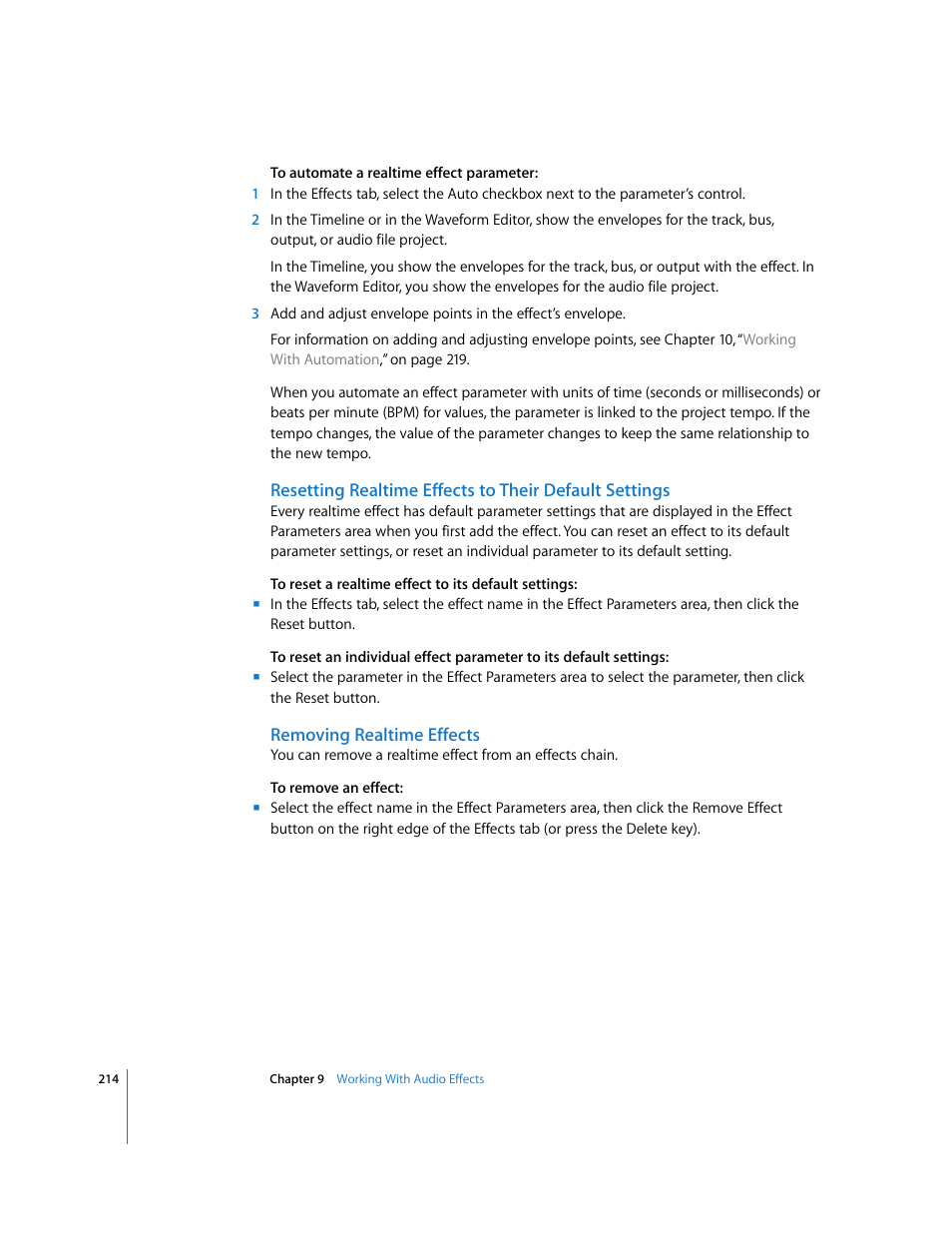 Removing realtime effects | Apple Soundtrack Pro User Manual | Page 214 / 311