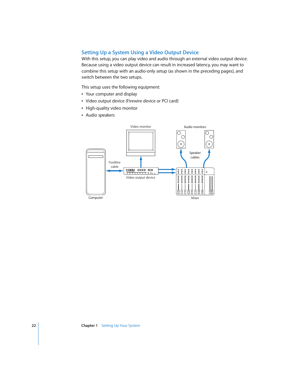 Setting up a system using a video output device | Apple Soundtrack Pro User Manual | Page 22 / 311