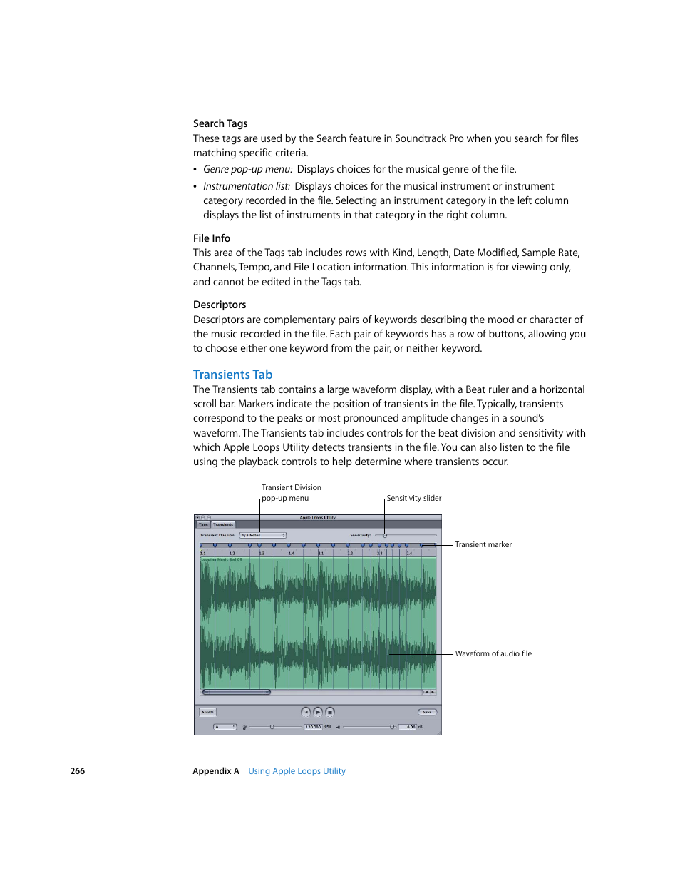 Transients tab | Apple Soundtrack Pro User Manual | Page 266 / 311