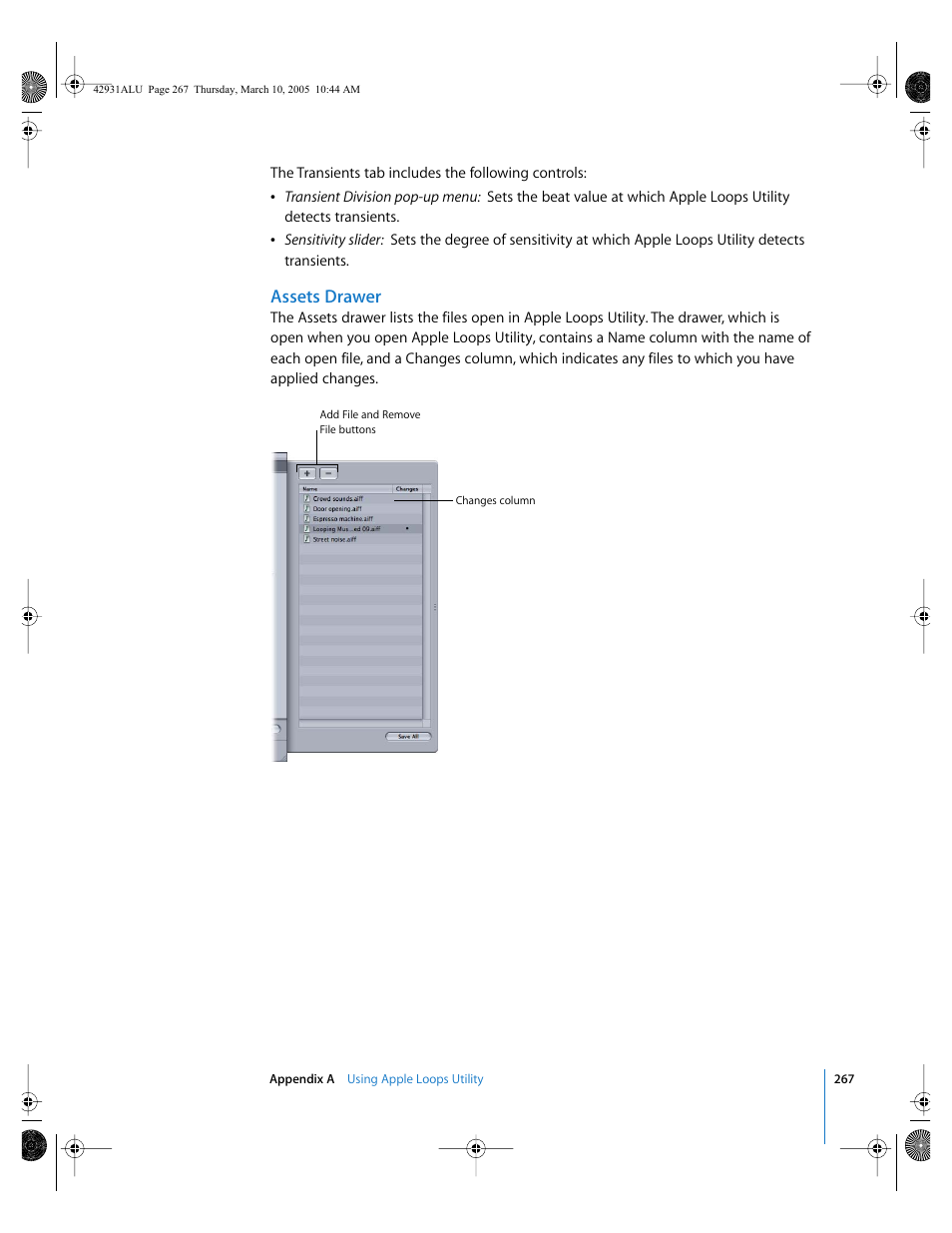 Assets drawer | Apple Soundtrack Pro User Manual | Page 267 / 311