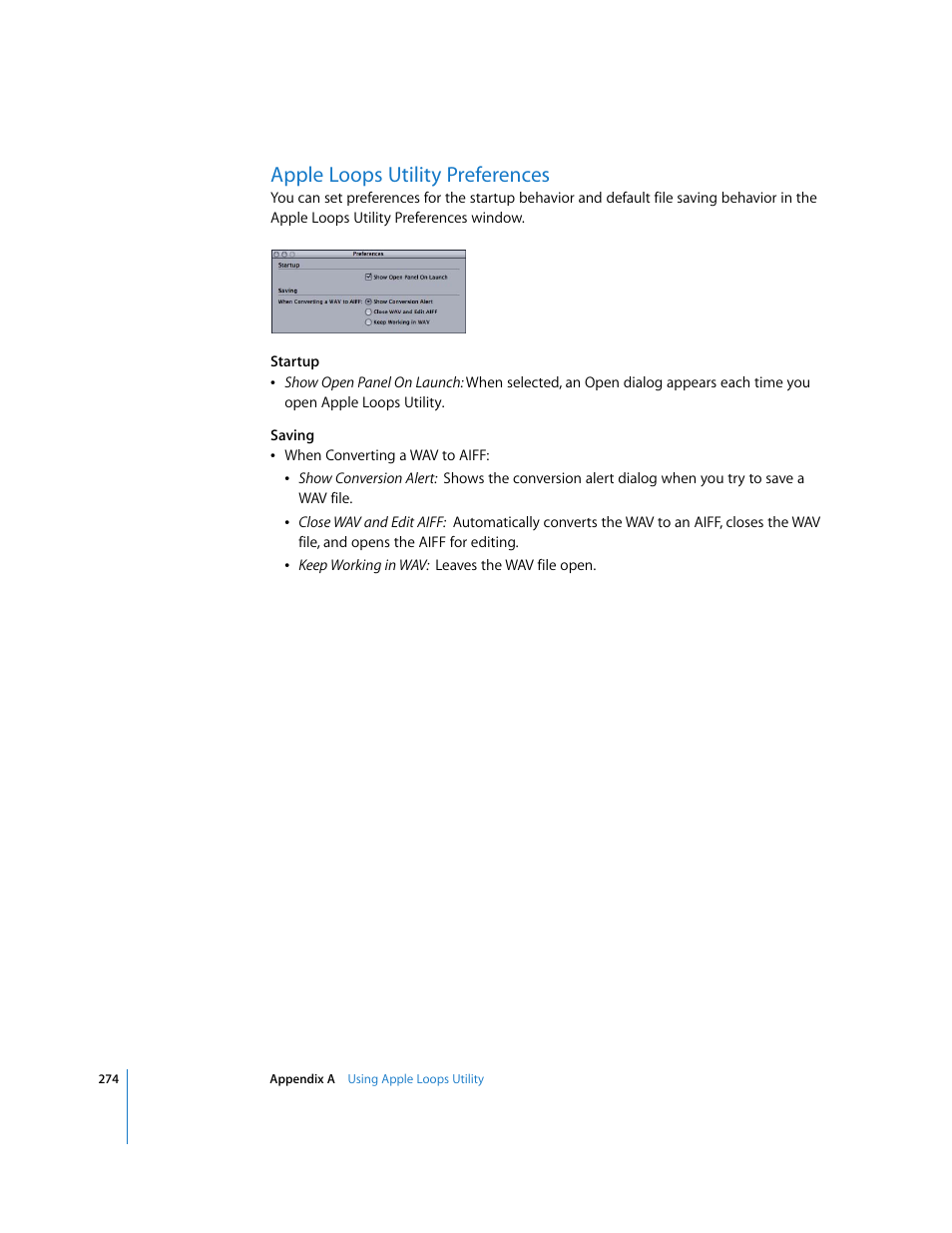 Apple loops utility preferences | Apple Soundtrack Pro User Manual | Page 274 / 311