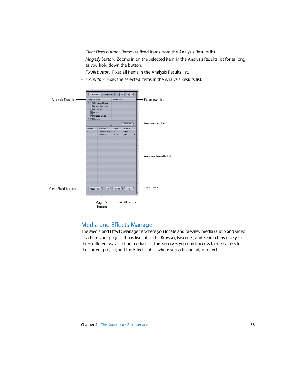 Media and effects manager | Apple Soundtrack Pro User Manual | Page 33 / 311