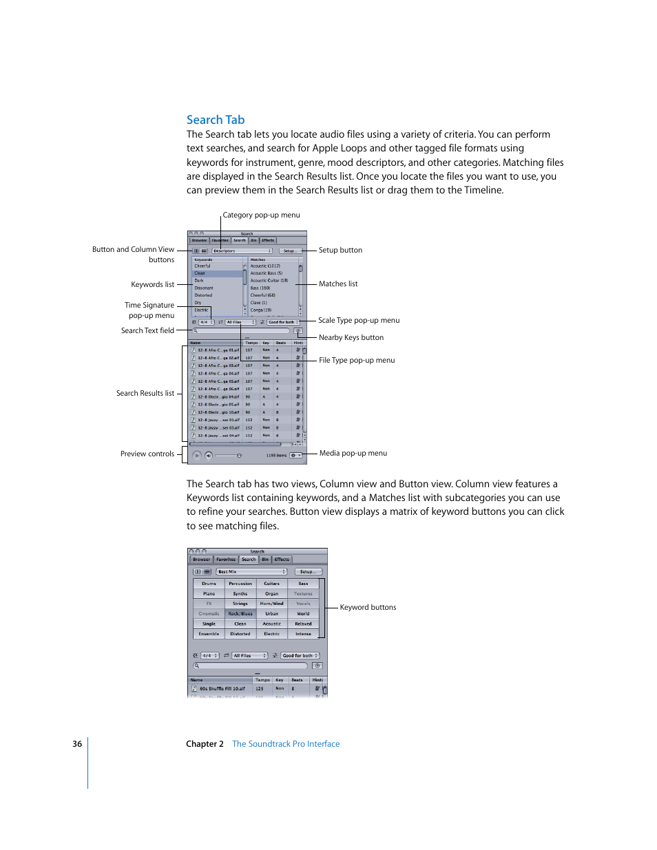 Search tab | Apple Soundtrack Pro User Manual | Page 36 / 311