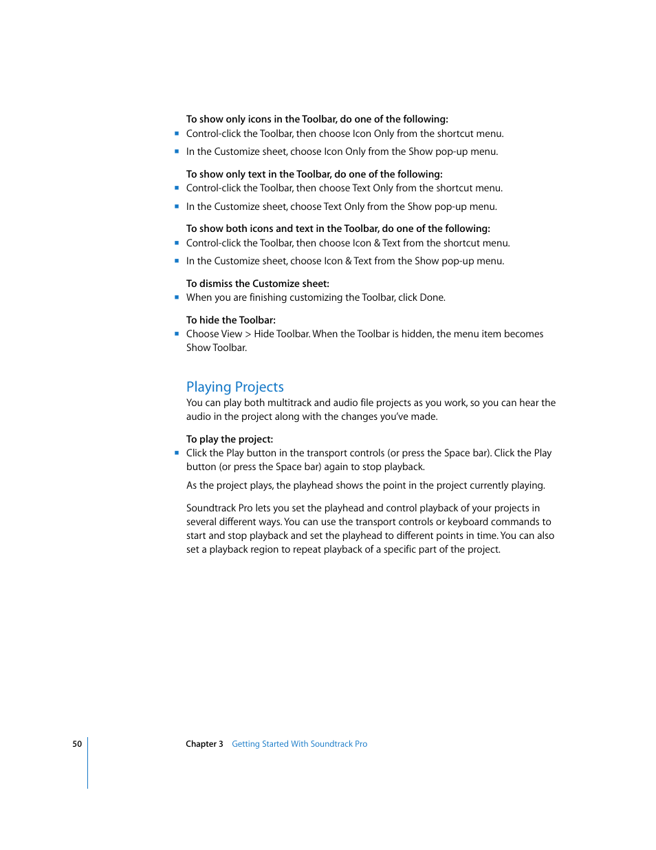 Playing projects | Apple Soundtrack Pro User Manual | Page 50 / 311
