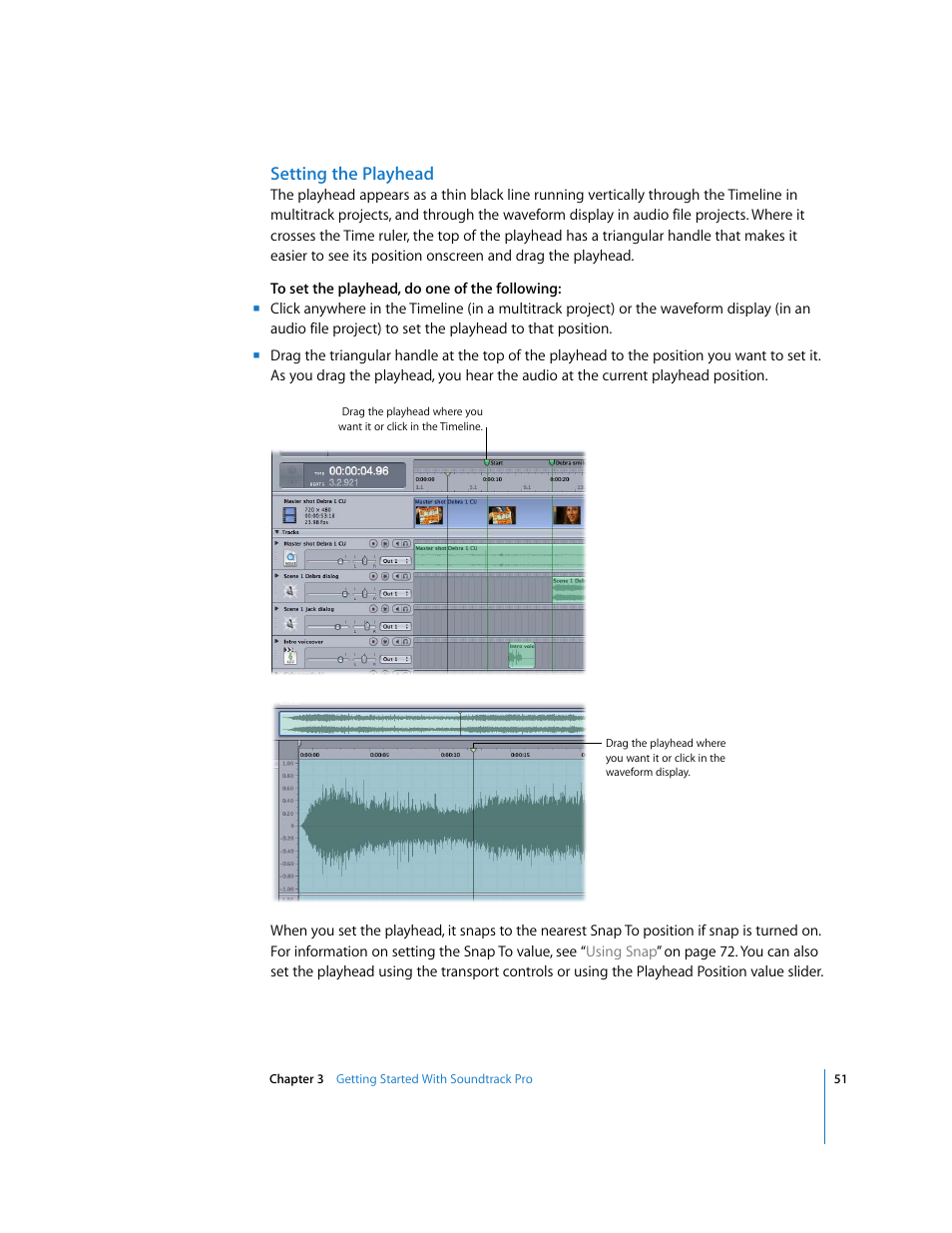 Setting the playhead | Apple Soundtrack Pro User Manual | Page 51 / 311
