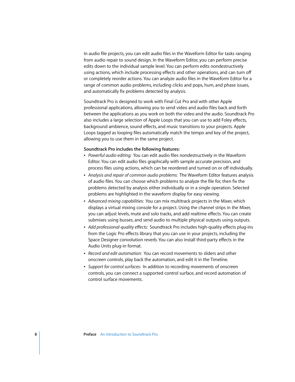 Apple Soundtrack Pro User Manual | Page 8 / 311