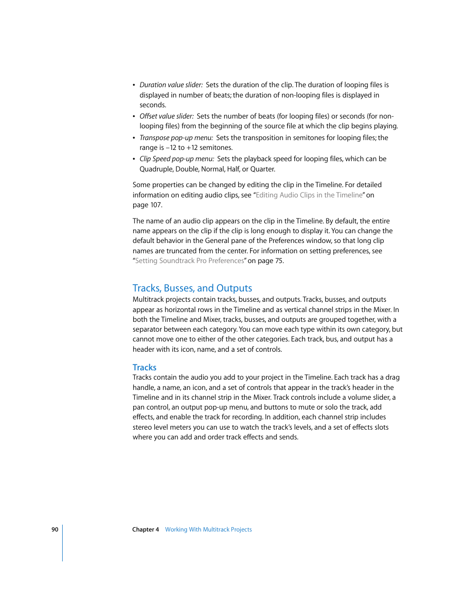 Tracks, busses, and outputs, Tracks | Apple Soundtrack Pro User Manual | Page 90 / 311