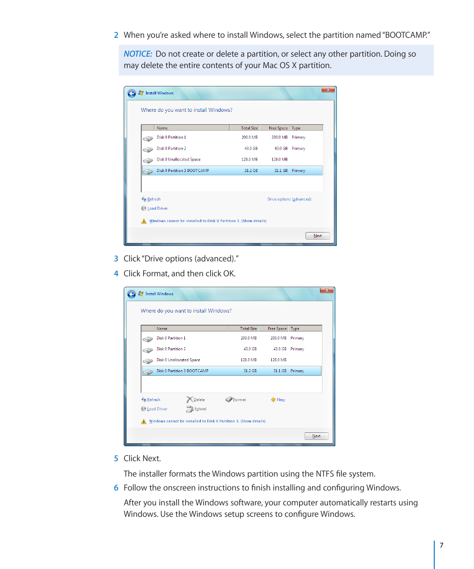 Apple Boot Camp (OS X Lion) User Manual | Page 7 / 13