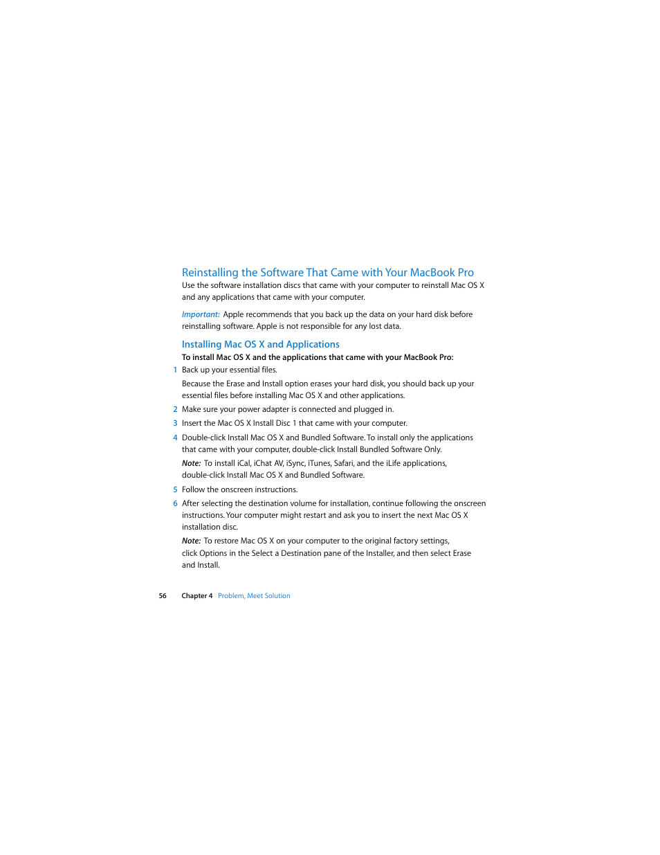 Apple MacBook Pro (15-inch and 17-inch, Inel Core 2 Duo) User Manual | Page 56 / 80