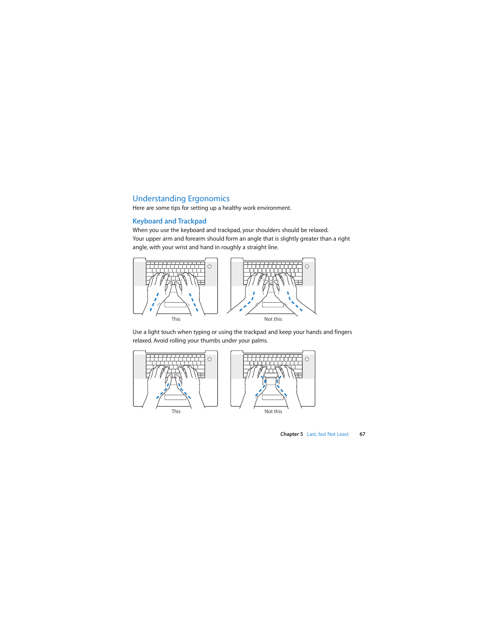 Understanding ergonomics | Apple MacBook Pro (15-inch and 17-inch, Inel Core 2 Duo) User Manual | Page 67 / 80
