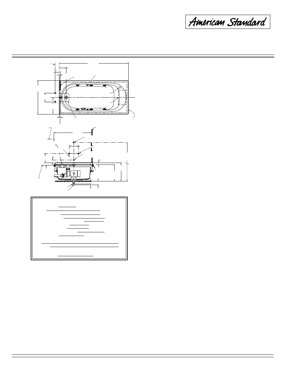 American Standard Stratford Whirlpool/Bathing Pool 2470.XXXW User Manual | 12 pages