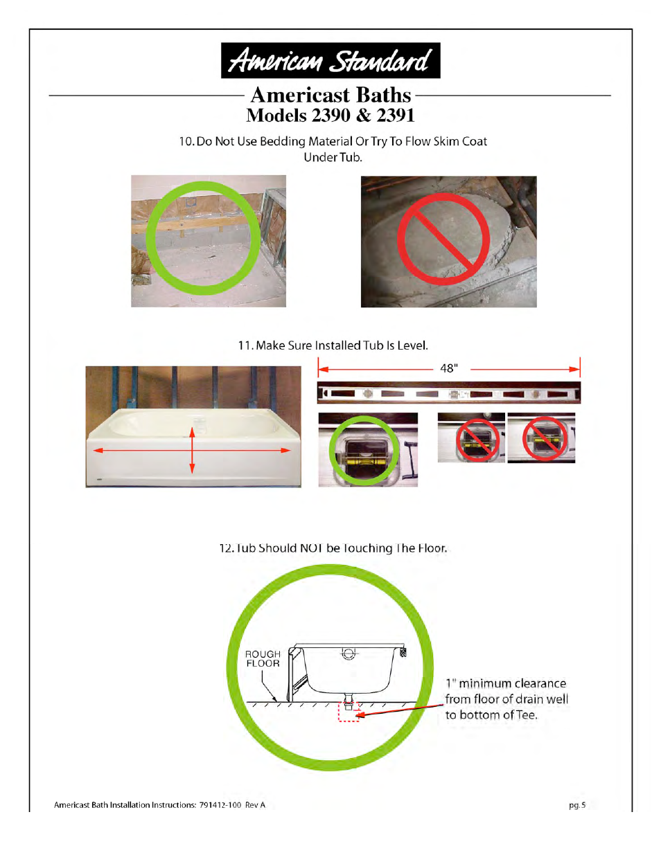 American Standard Stratford Whirlpool/Bathing Pool 2470.XXXW User Manual | Page 9 / 12