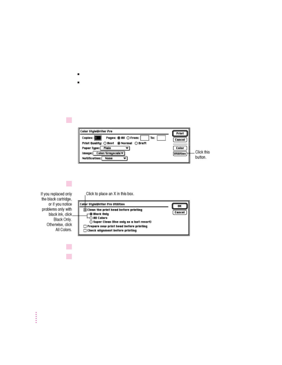 Cleaning the print head | Apple Color StyleWriter Pro User Manual | Page 44 / 73