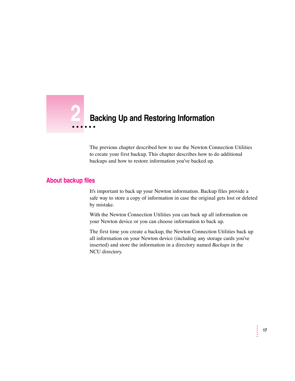 Apple Newton Connection Utilities (for Windows) User Manual | Page 17 / 108