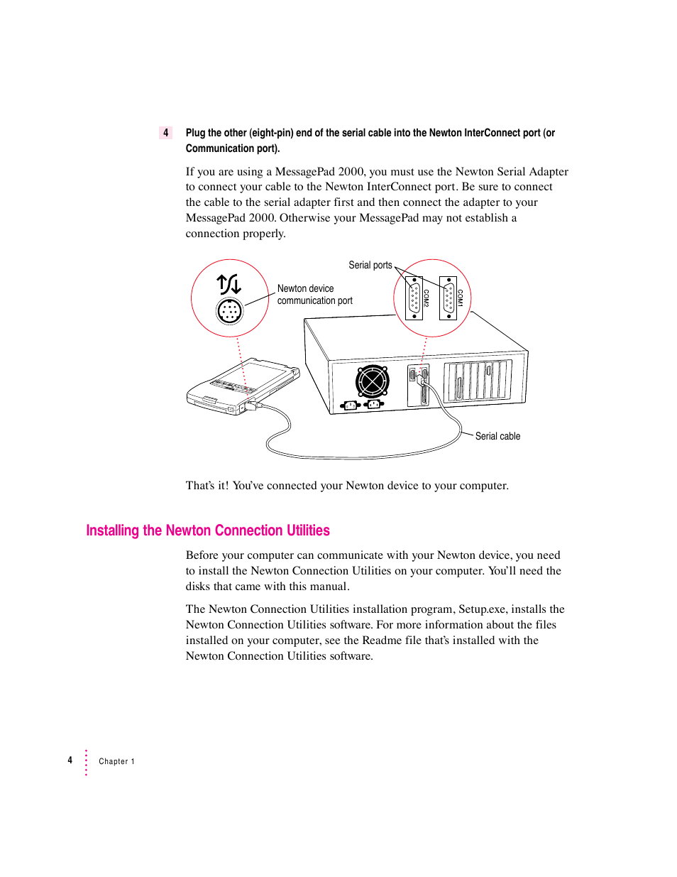 Installing the newton connection utilities | Apple Newton Connection Utilities (for Windows) User Manual | Page 4 / 108