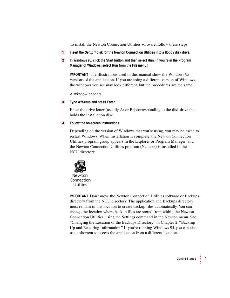 Apple Newton Connection Utilities (for Windows) User Manual | Page 5 / 108