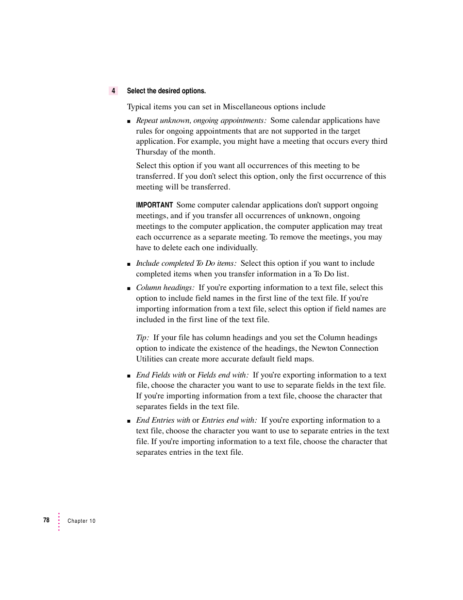 Apple Newton Connection Utilities (for Windows) User Manual | Page 78 / 108