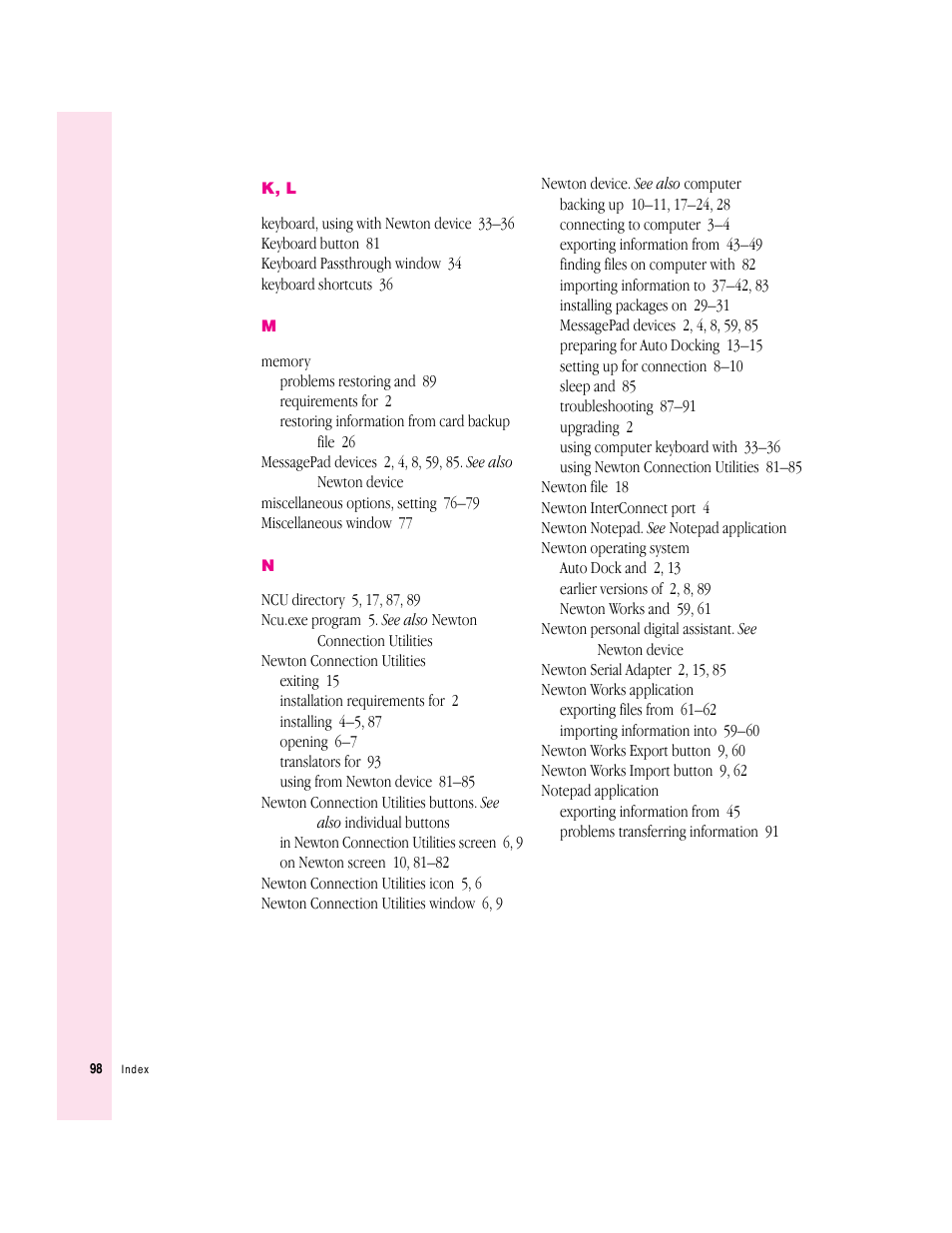 Apple Newton Connection Utilities (for Windows) User Manual | Page 98 / 108