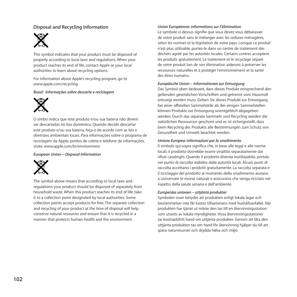 Apple LED Cinema Display (27-inch) User Manual | Page 102 / 104