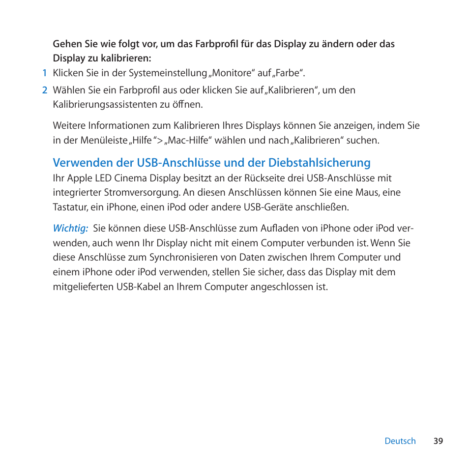 Apple LED Cinema Display (27-inch) User Manual | Page 39 / 104