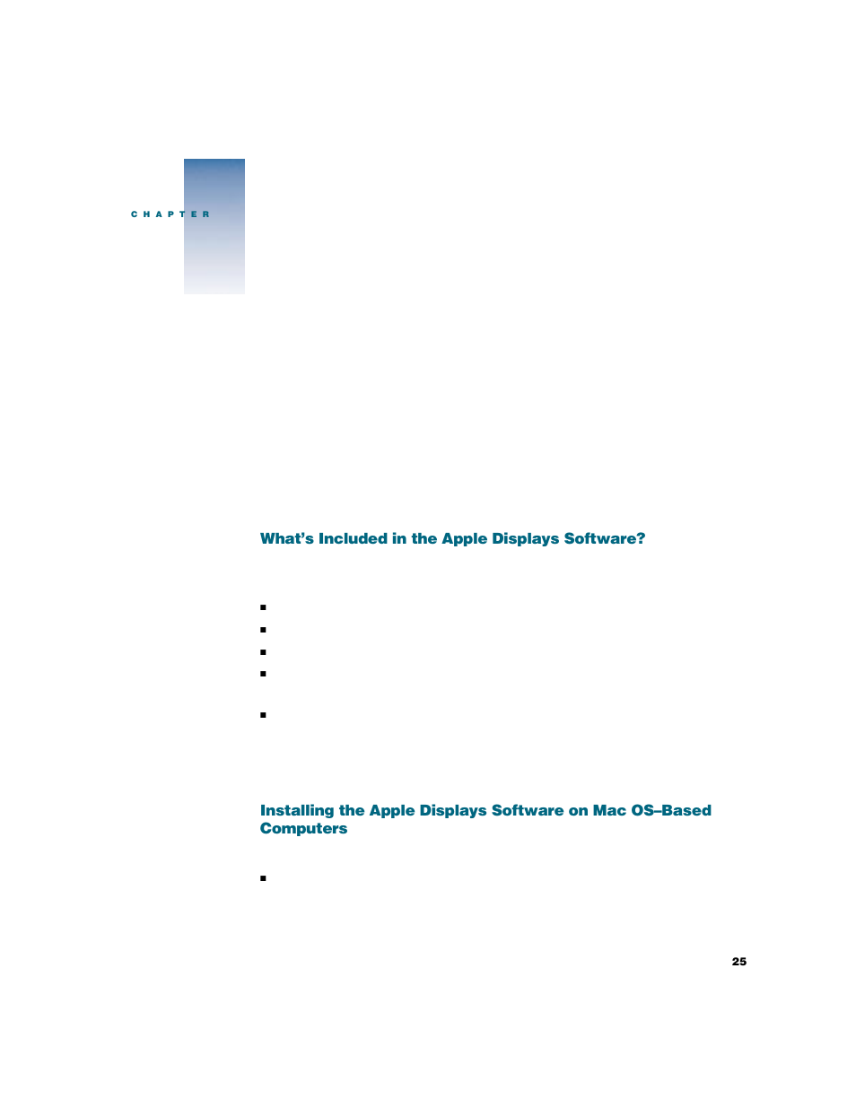 Installing and using theappledisplayssoftware, What’s included in the apple displays software, Installing and using the apple displays software | Apple Studio Display User Manual | Page 25 / 68