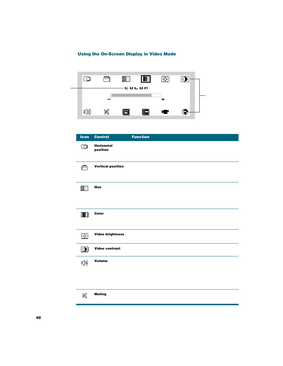 Using the on-screen display in video mode | Apple Studio Display User Manual | Page 40 / 68