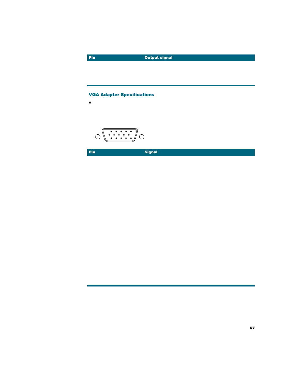 Vga adapter specifications | Apple Studio Display User Manual | Page 67 / 68